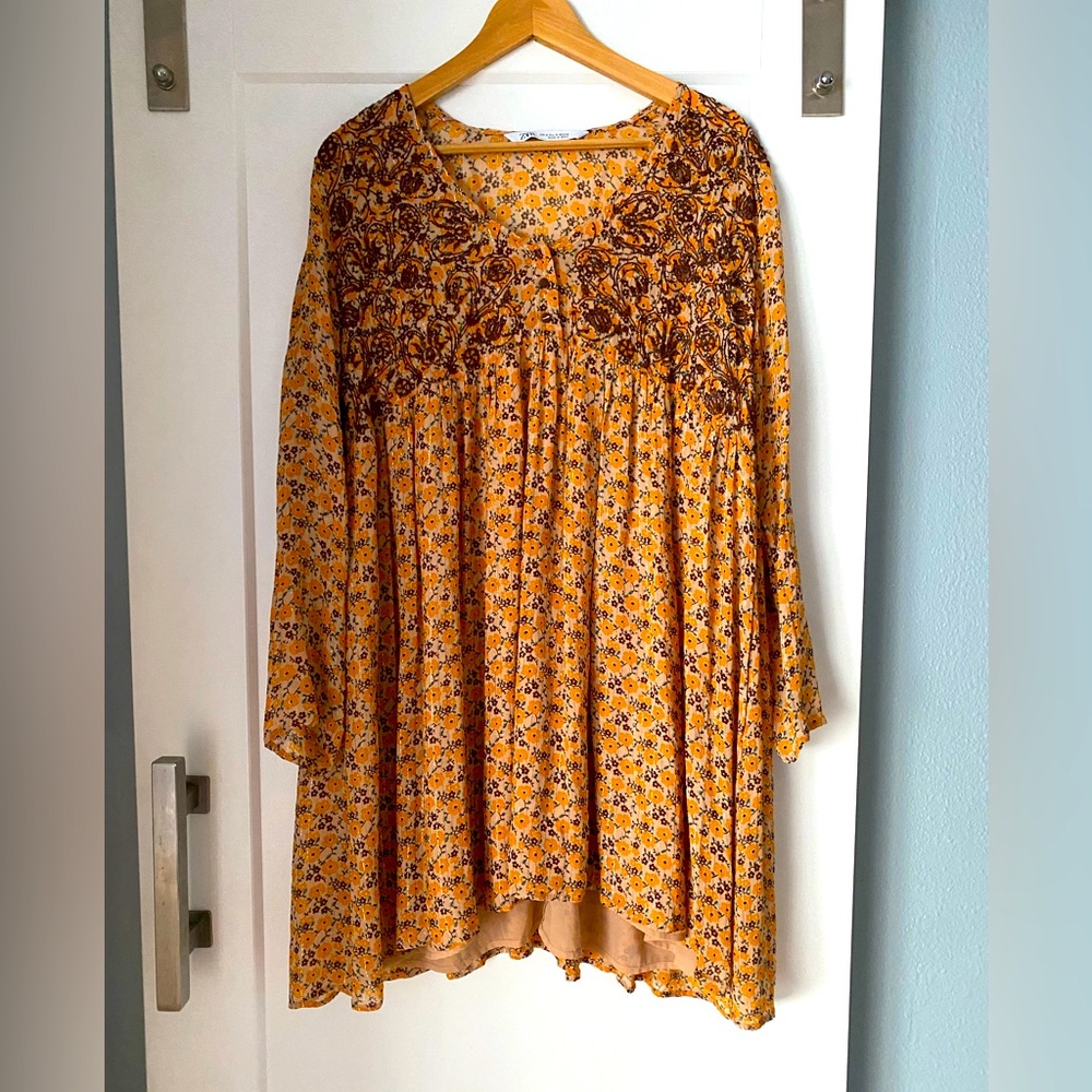 Zara Sunflower embroidered dress - shirt